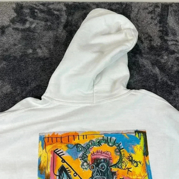 Jean Michel Basquiat Art Hoodie Abstract Sweatshirt Men's L Pullover Fishing - Picture 11 of 13